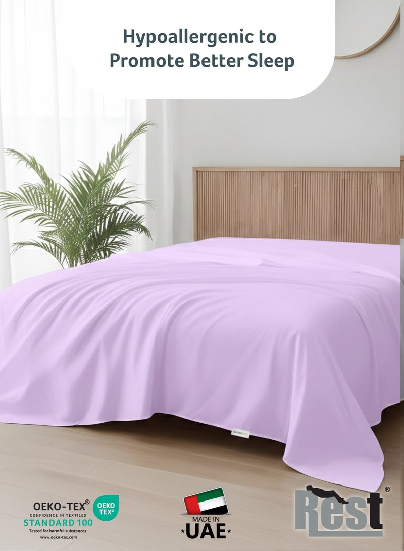 REST Flat Bedsheet 160x220cm Plush Light Purple Breathable Machine Washbale Bedsheet Extra Soft Easy Fit Highly Breathable Bedding & Linen Cover - Image 2